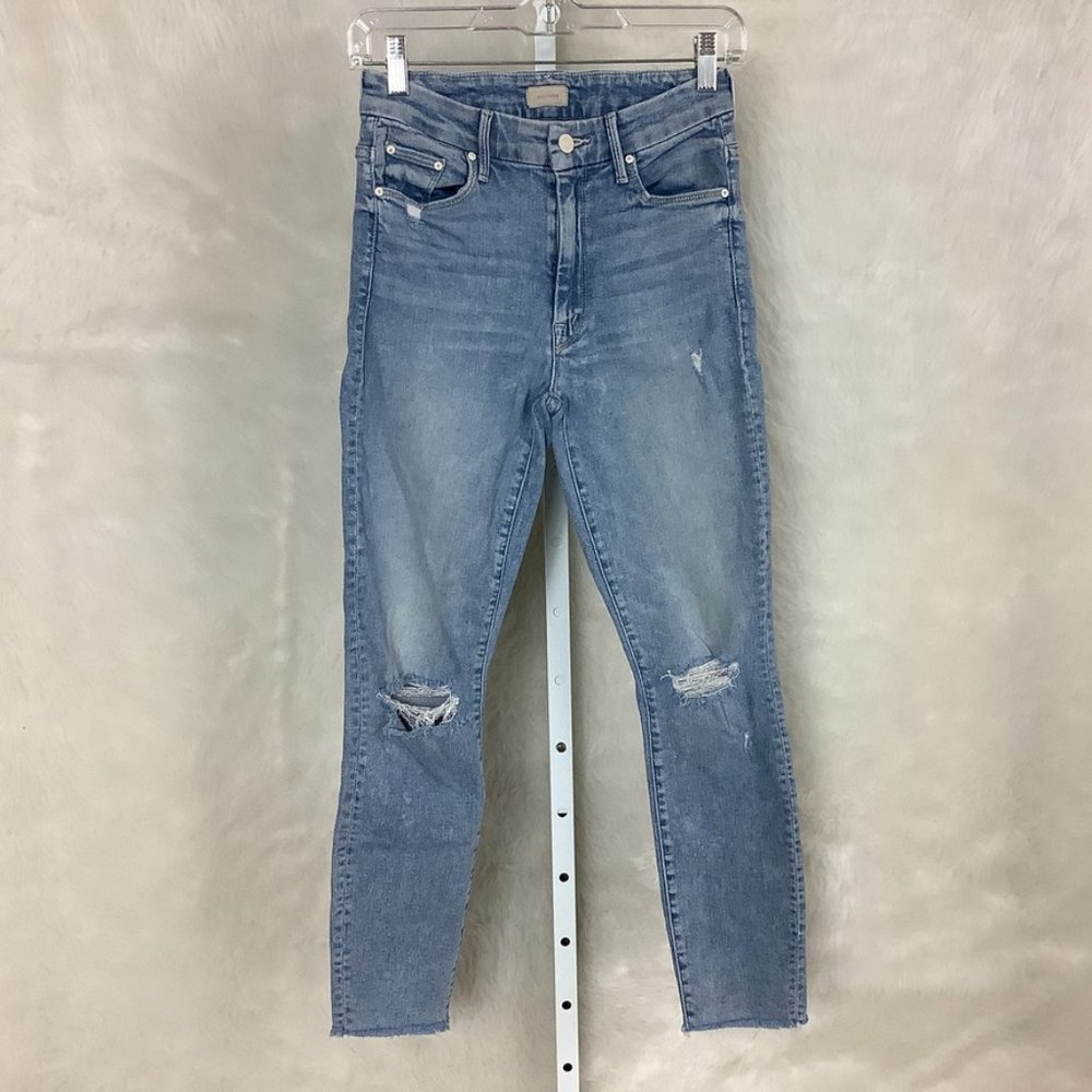 Mother High Waisted Looker Ankle Fray Jeans Drinking By The Pool Wash 26